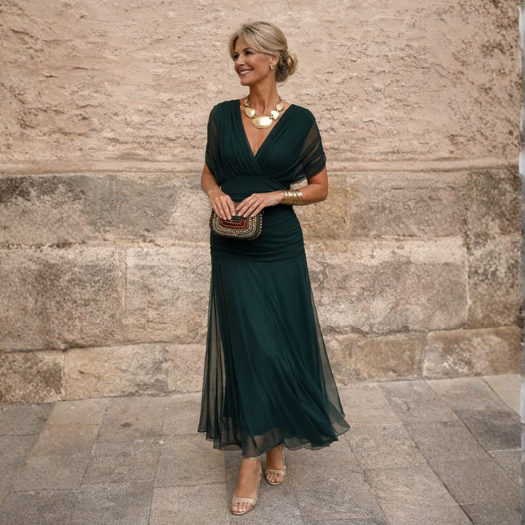 MIKAELA | Vestido maxi con escote Bardot