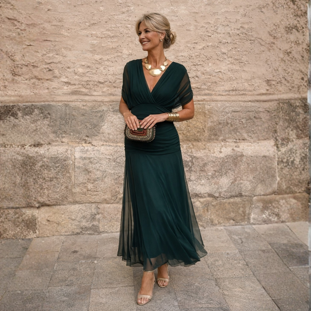 MIKAELA | Vestido maxi con escote Bardot