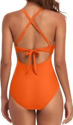 Emoswims - Women's One Piece Swimsuits Tummy Control Cutout High Waisted Bathing Suit Wrap Tie Back