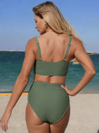 Emoswim - Women’s High Waisted Tummy Control Bikini Sets Full Coverage Bathing Suit