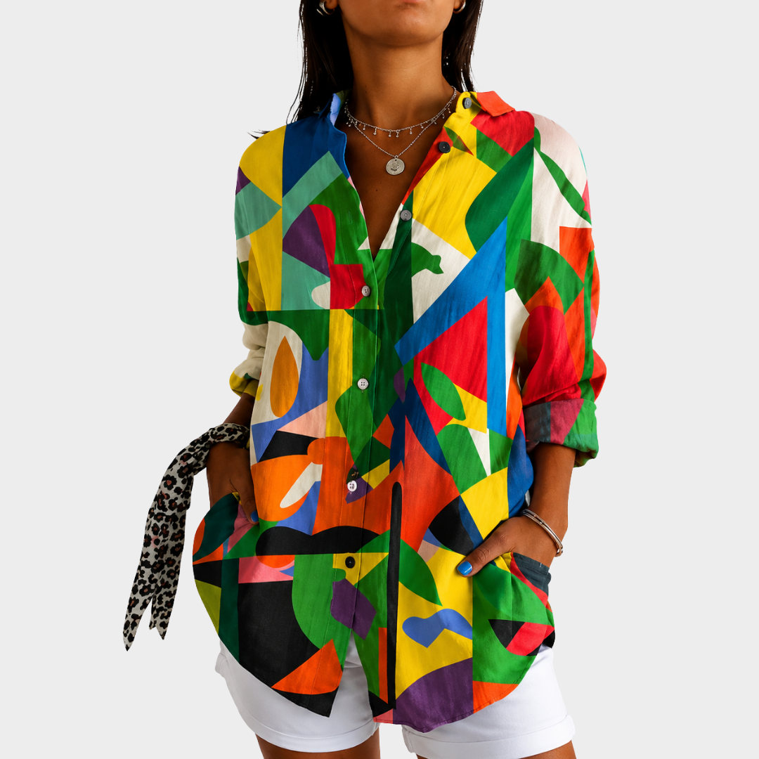 Blusa Arte Salpicadura de Color