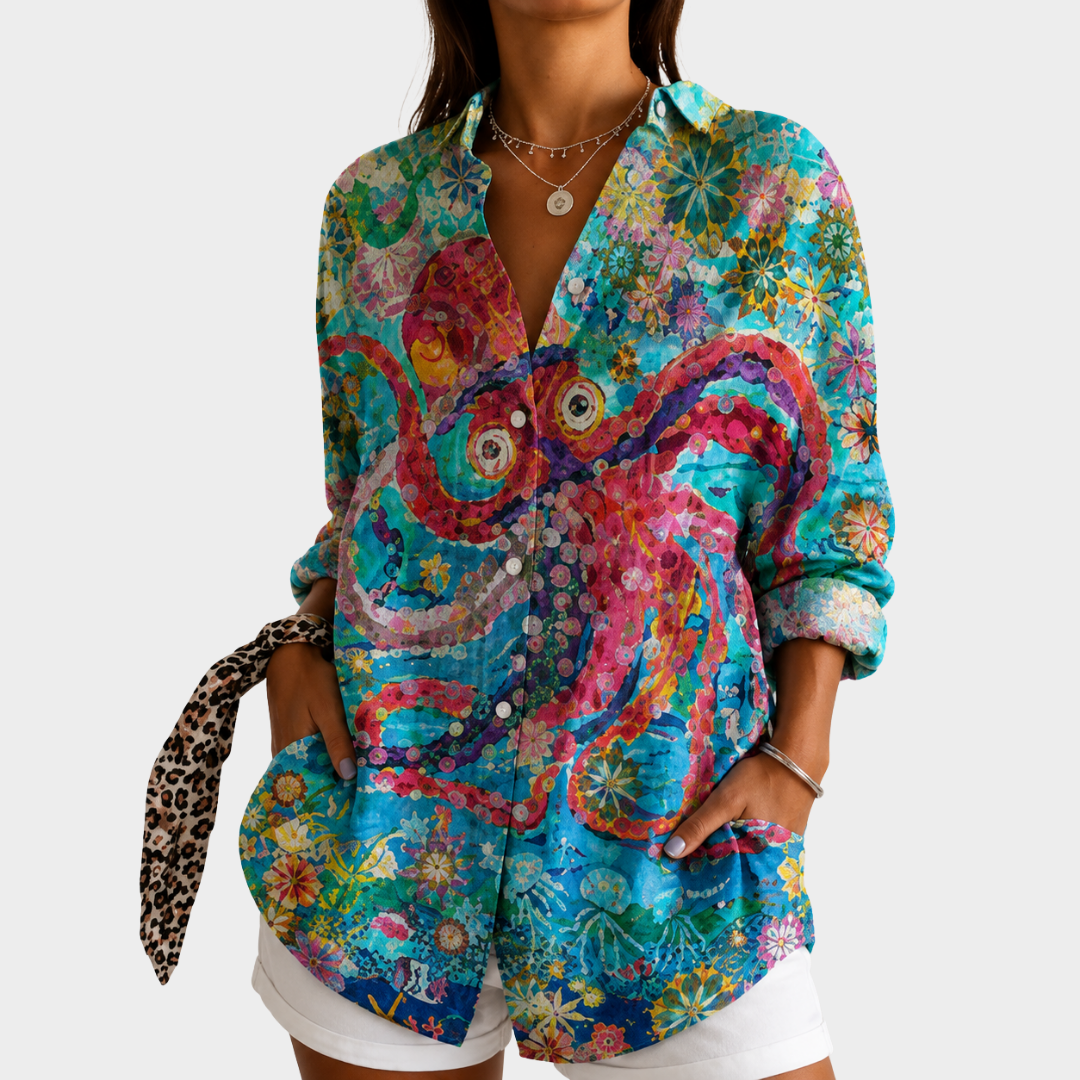 Blusa Arte Floral del Océano