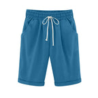 Emoswims - Women's Elastic Waist Knee Length Casual Cotton Bermuda Shorts with Drawstring