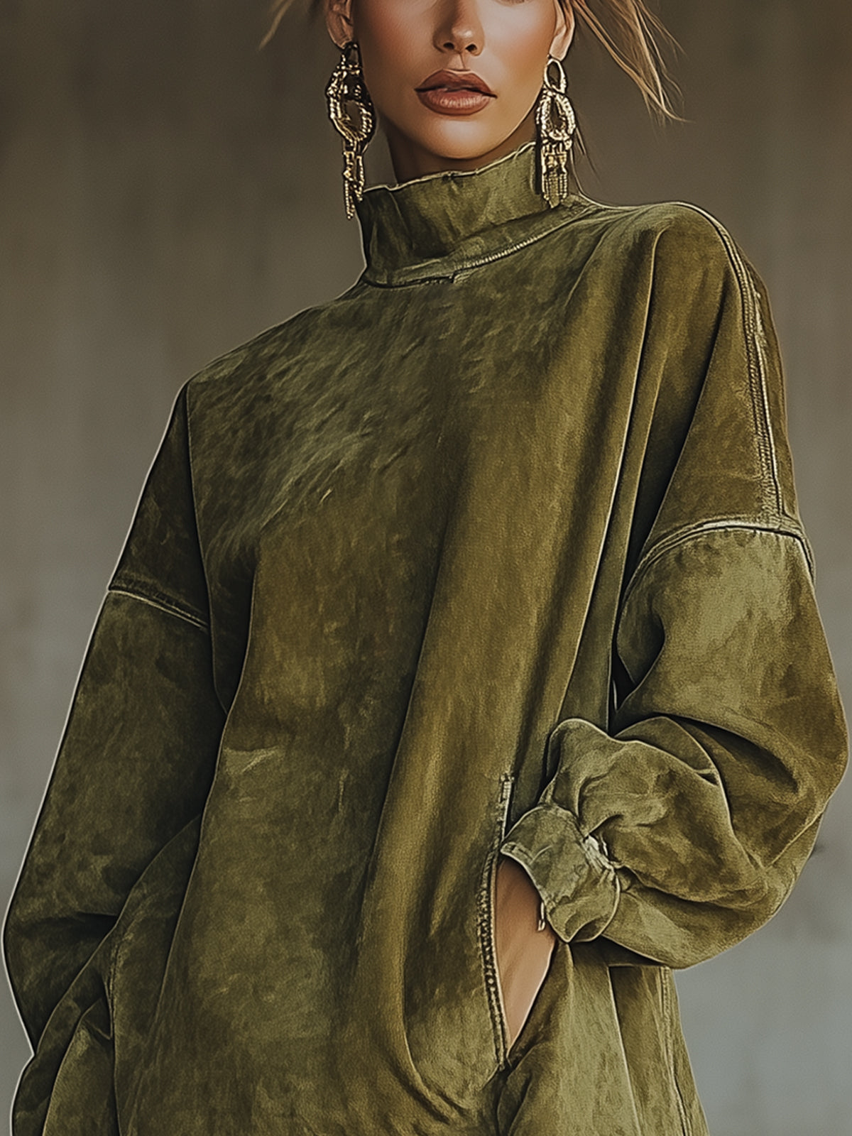 Olive - Vestido de cuello alto