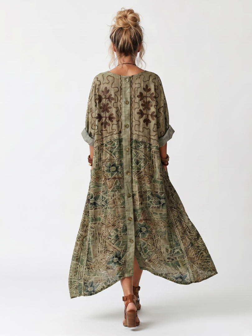 Aleta | Vestido Midi Oversized con Botonadura y Bolsillos