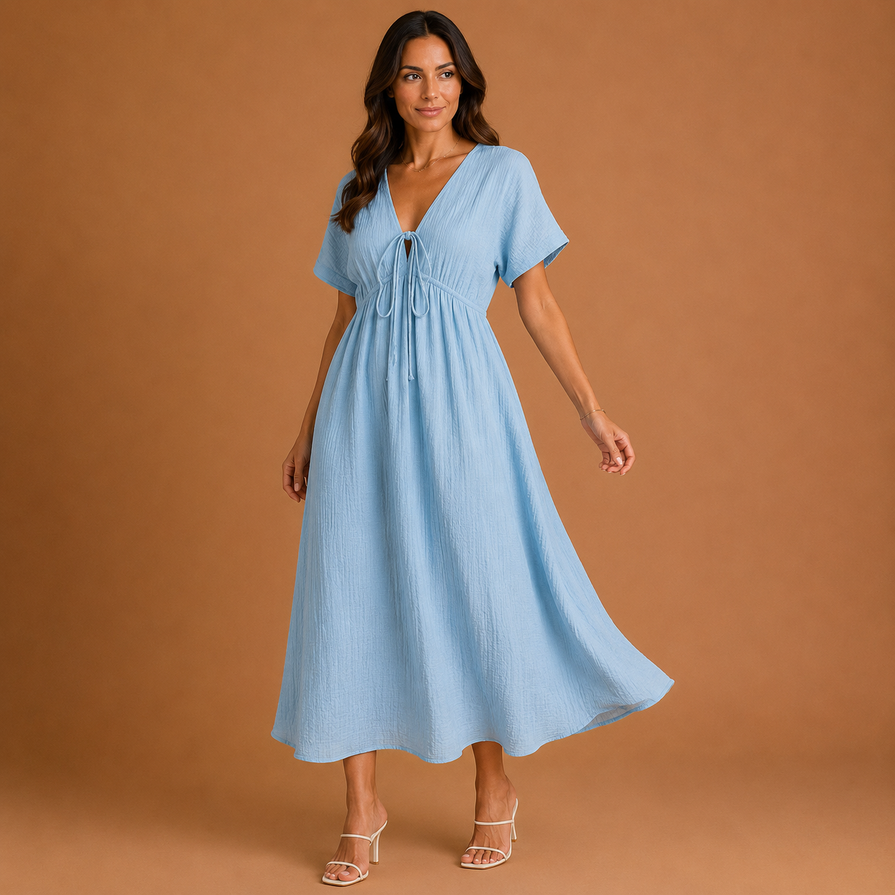 VIVIAN | Vestido maxi de corte relajado con escote en V, diseñado para que te sientas elegante y cómoda