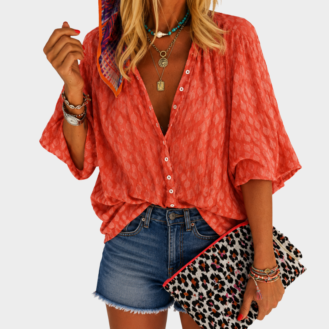 Blusa de Botones Brisa Coral