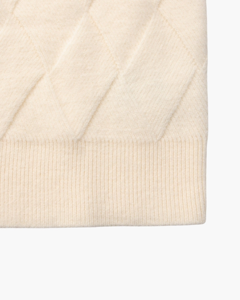 Jersey de cuello redondo con tejido de diamantes