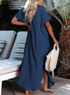 Emoswims - White Solid Color Long Sun-proof Cardigan Cover Up