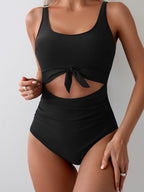Emoswims - Women's One Piece Swimsuit Tummy Control Slimming Bathing Suit Cutout Tie Knot Swimwear