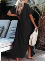 Emoswims - White Solid Color Long Sun-proof Cardigan Cover Up