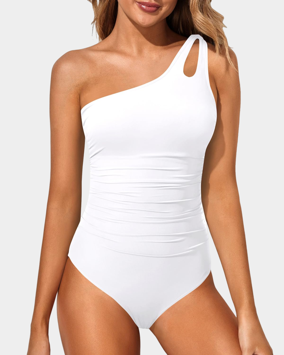 Emoswims - One Shoulder One Piece Swimsuit for Women Tummy Control Bathing Suits