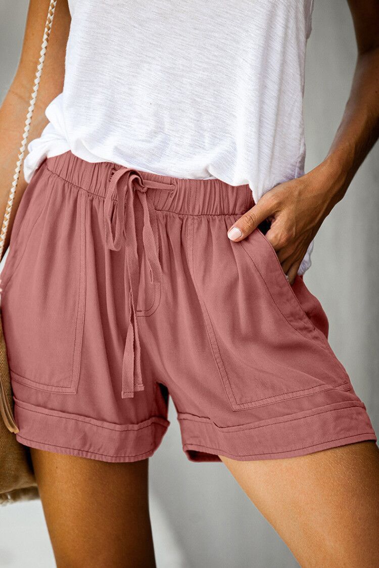 Emoswims - Womens Drawstring Shorts Summer Elastic Waist Casual Lightweight with Pockets