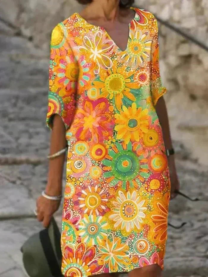 Nira | Vestido Midi Floral Vibrante