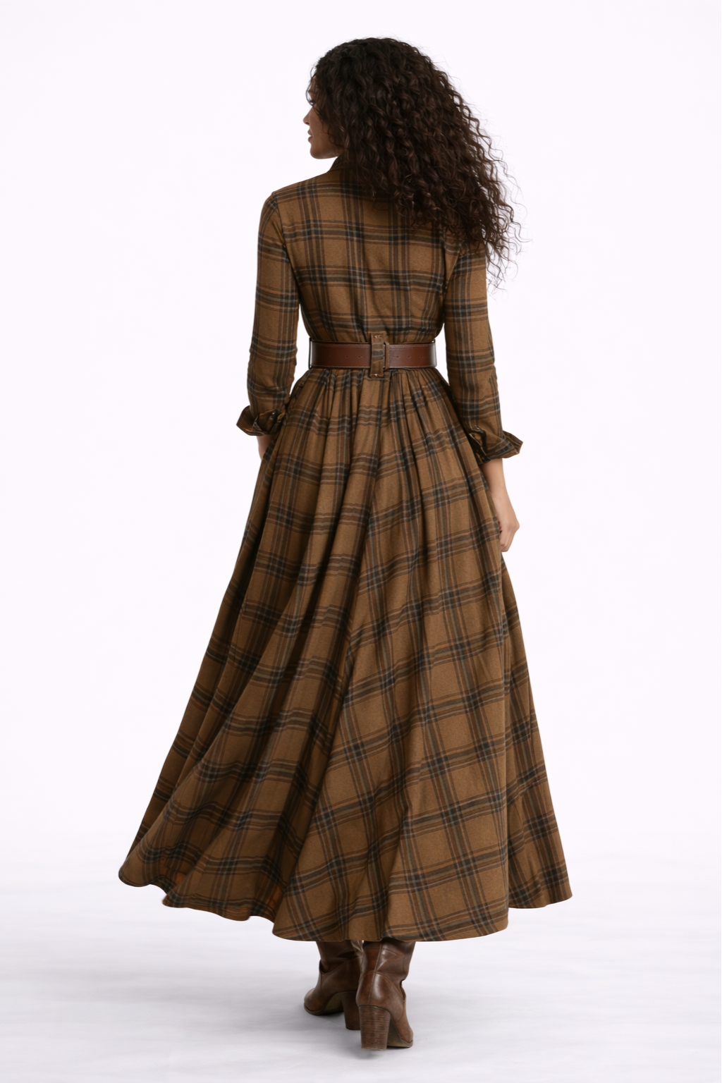 VESTIDO A CUADROS CON CINTURÓN