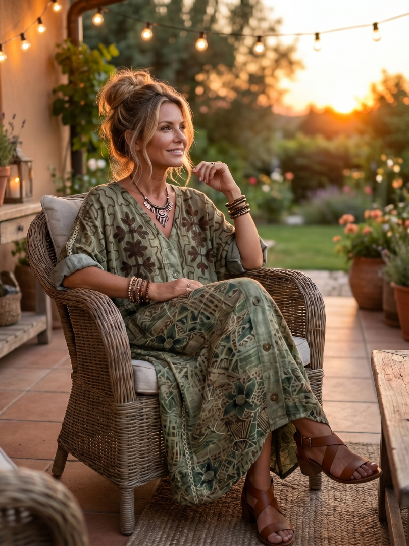 Aleta | Vestido Midi Oversized con Botonadura y Bolsillos