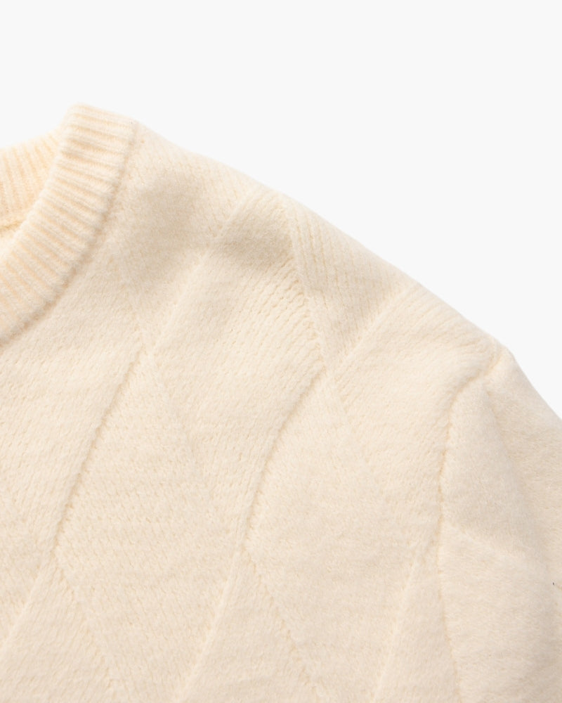 Jersey de cuello redondo con tejido de diamantes