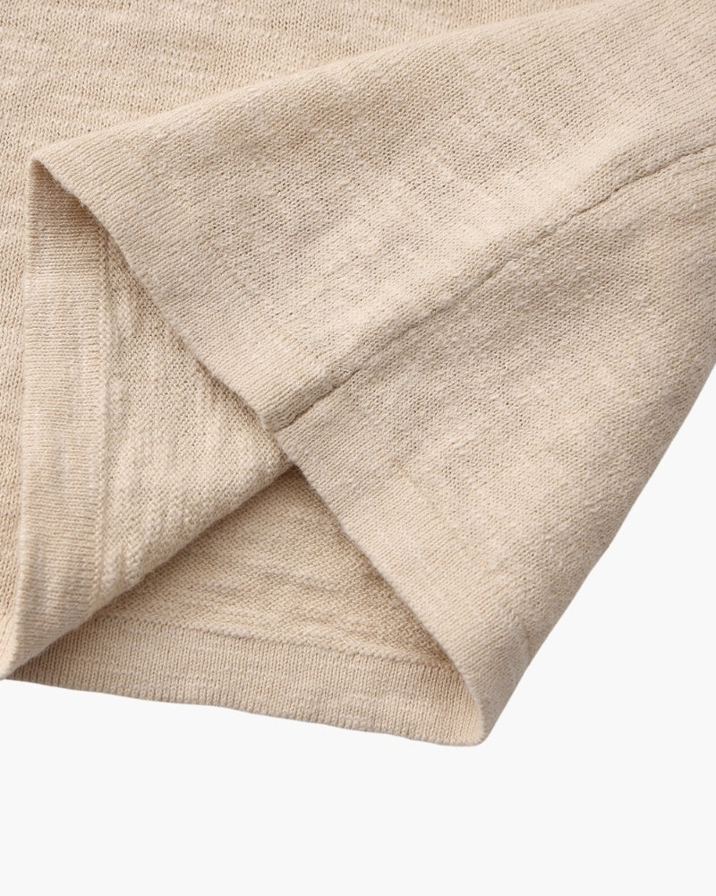 Camiseta básica de cuello redondo de algodón y lino