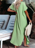 Emoswims - White Solid Color Long Sun-proof Cardigan Cover Up