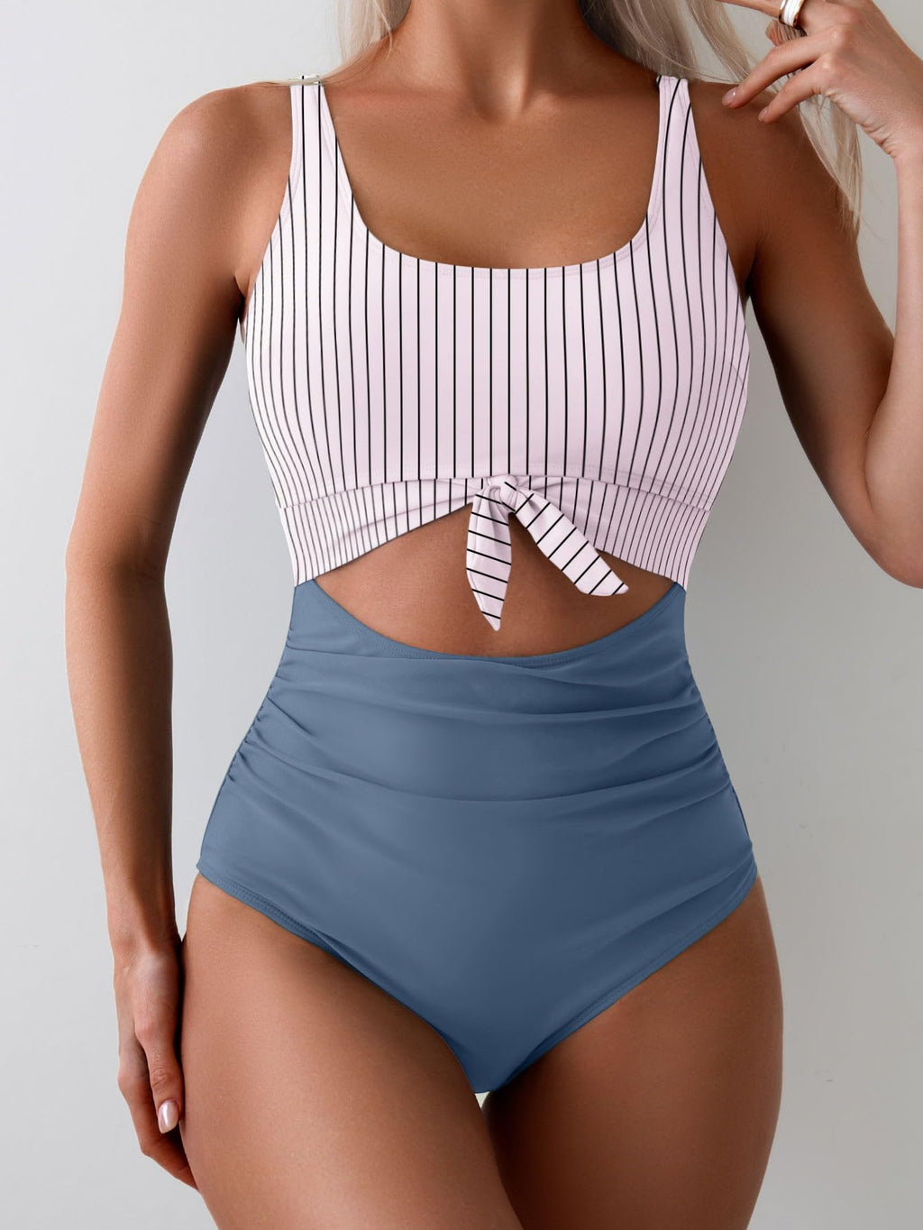 Emoswims - Women's One Piece Swimsuit Tummy Control Slimming Bathing Suit Cutout Tie Knot Swimwear