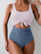Emoswims - Women's One Piece Swimsuit Tummy Control Slimming Bathing Suit Cutout Tie Knot Swimwear