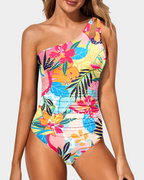 Emoswims - One Shoulder One Piece Swimsuit for Women Tummy Control Bathing Suits