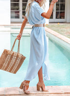 Emoswims - White Solid Color Long Sun-proof Cardigan Cover Up