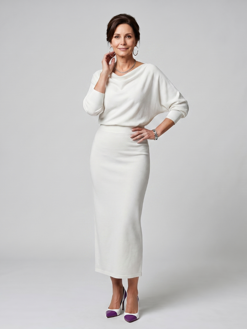 Romy | Vestido midi con escote drapeado y falda entallada