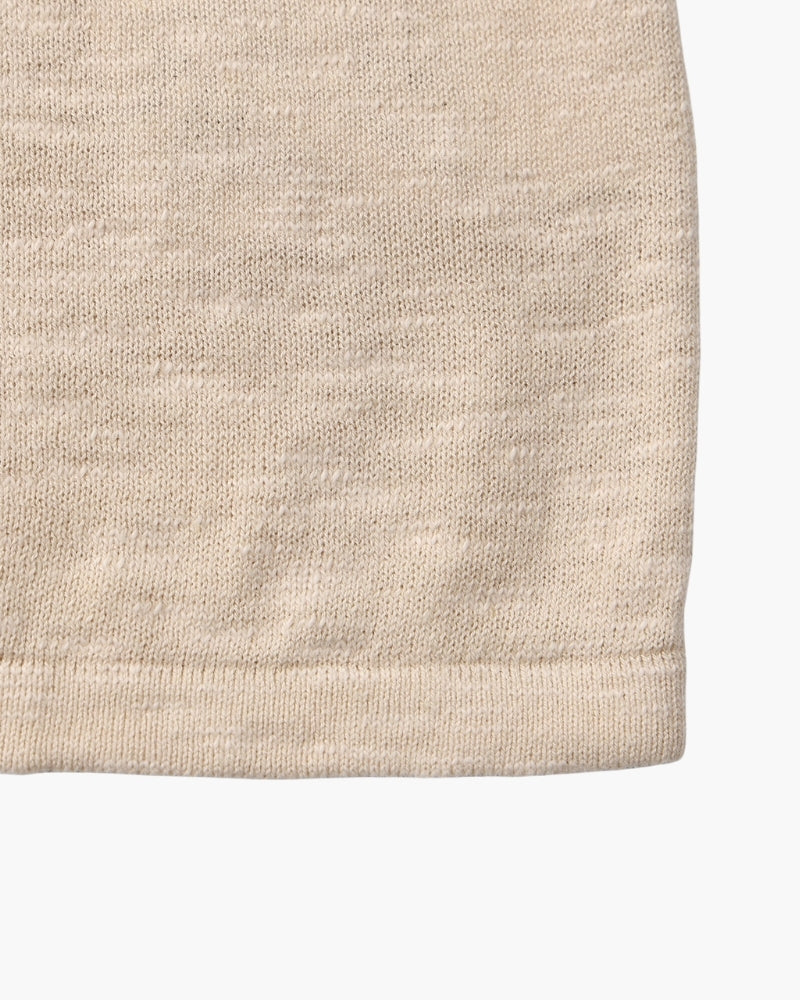 Camiseta básica de cuello redondo de algodón y lino