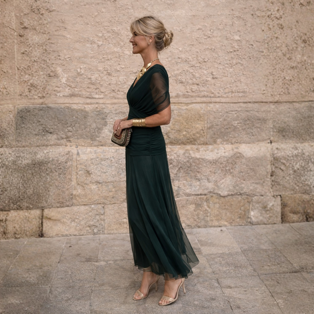 MIKAELA | Vestido maxi con escote Bardot