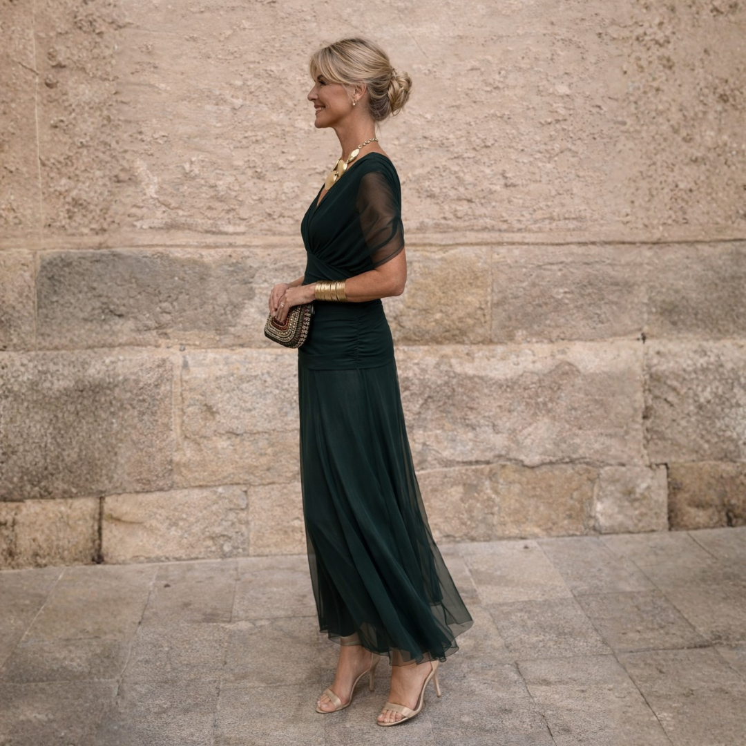 MIKAELA | Vestido maxi con escote Bardot