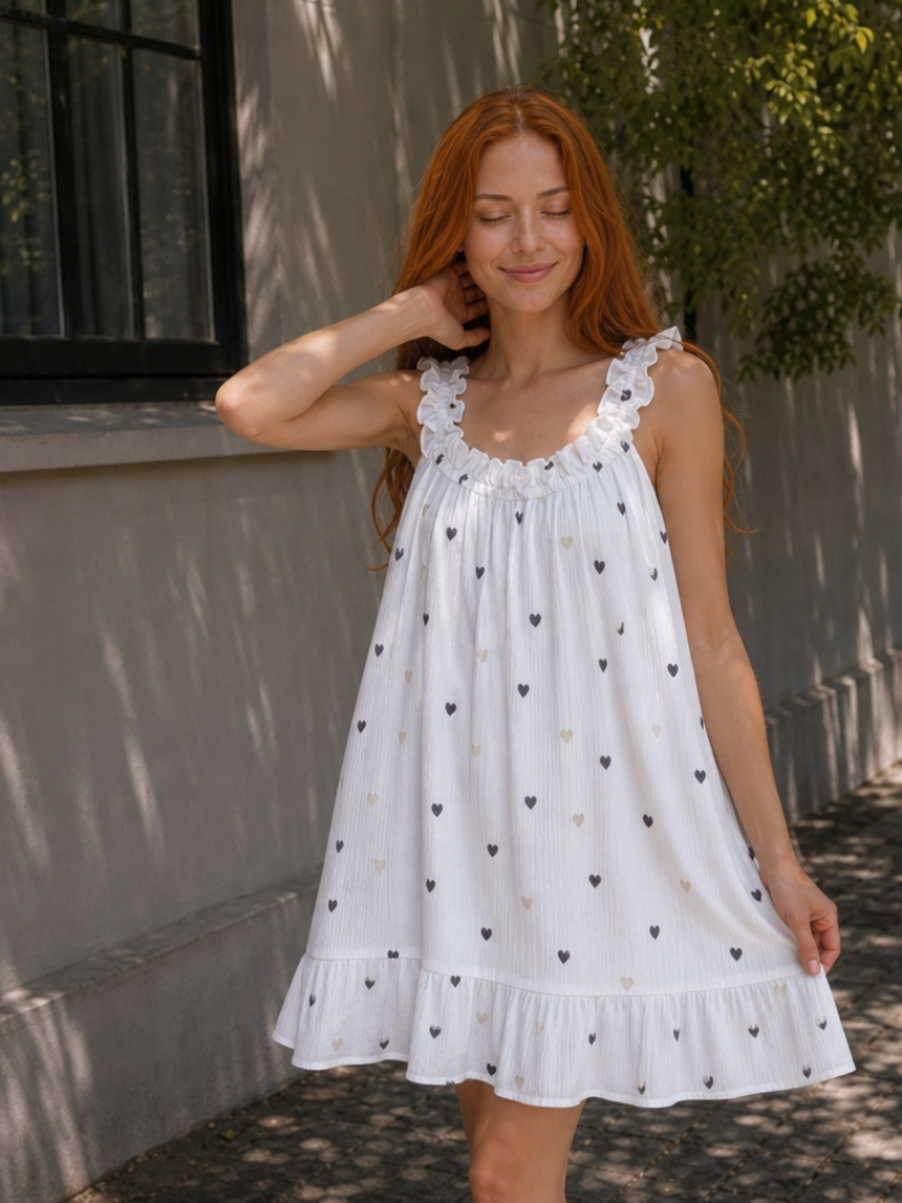 Aena | Vestido a la rodilla en vichy con tirantes adornados con volantes
