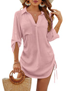 Emoswims - Coverup Drawstring Beach Dress Shirt