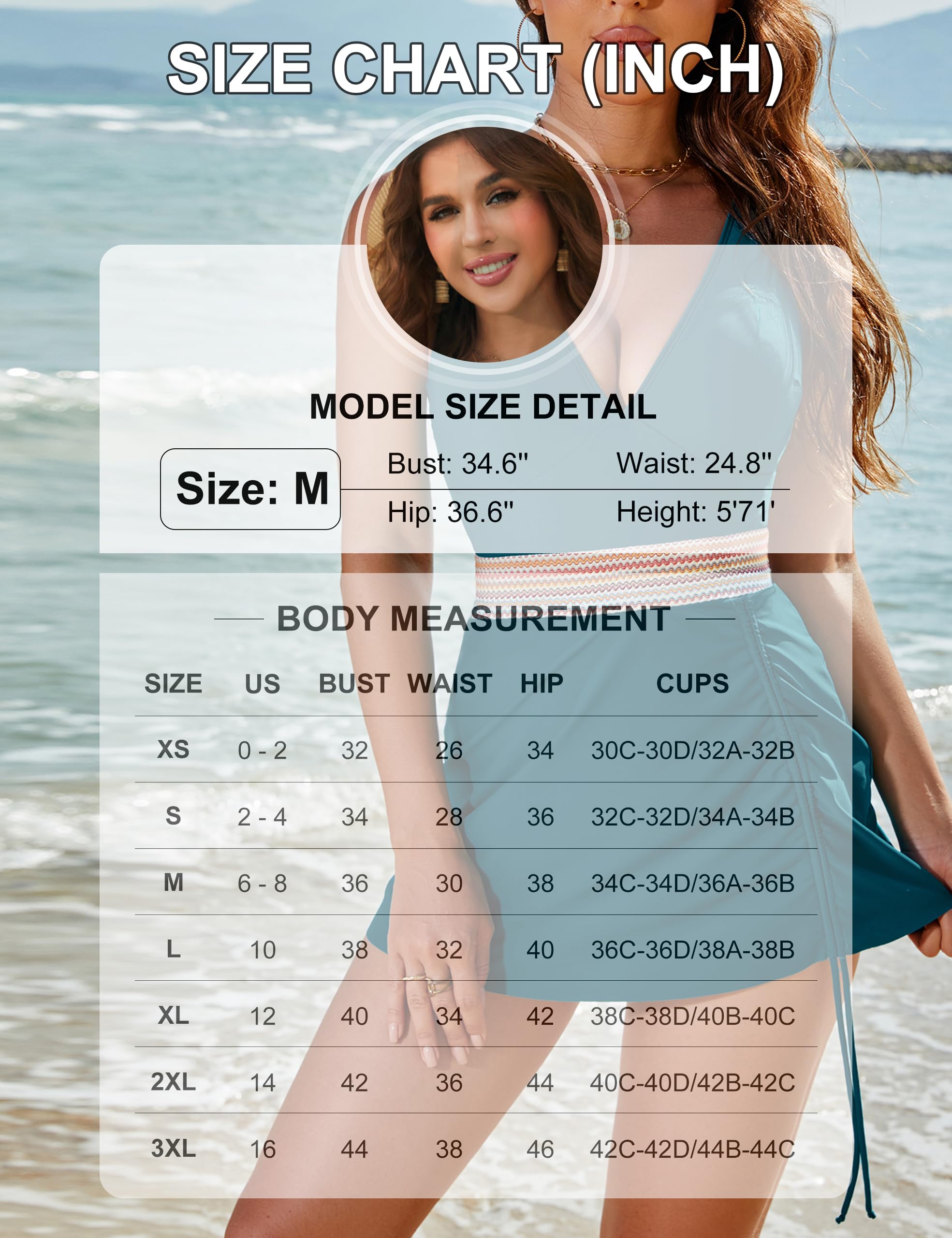 Emoswims - Women One Piece Swim Dress Tummy Control Swimsuits Slimming Color Block Drawstring Bathing Suit