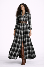 VESTIDO A CUADROS CON CINTURÓN