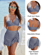 Emoswims - Women's High Waisted Bikini Sets Tummy Control Swim Skirt Two Piece Swim Suit