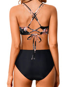 Emoswims - Women High Waisted Bikini Set Two Piece Swimsuits Push up Wrap Swim Suits Top Tummy Control Bathing Suit