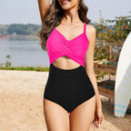 Emoswims - Women's One Piece Swimsuits Tummy Control Cutout High Waisted Bathing Suit Wrap Tie Back