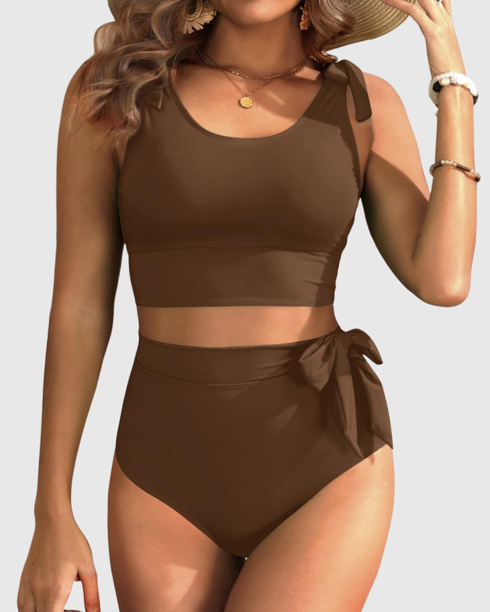 Emoswims - Two Piece High Waisted Swimsuits Women Tummy Control Bikini Modest Bathing Suit
