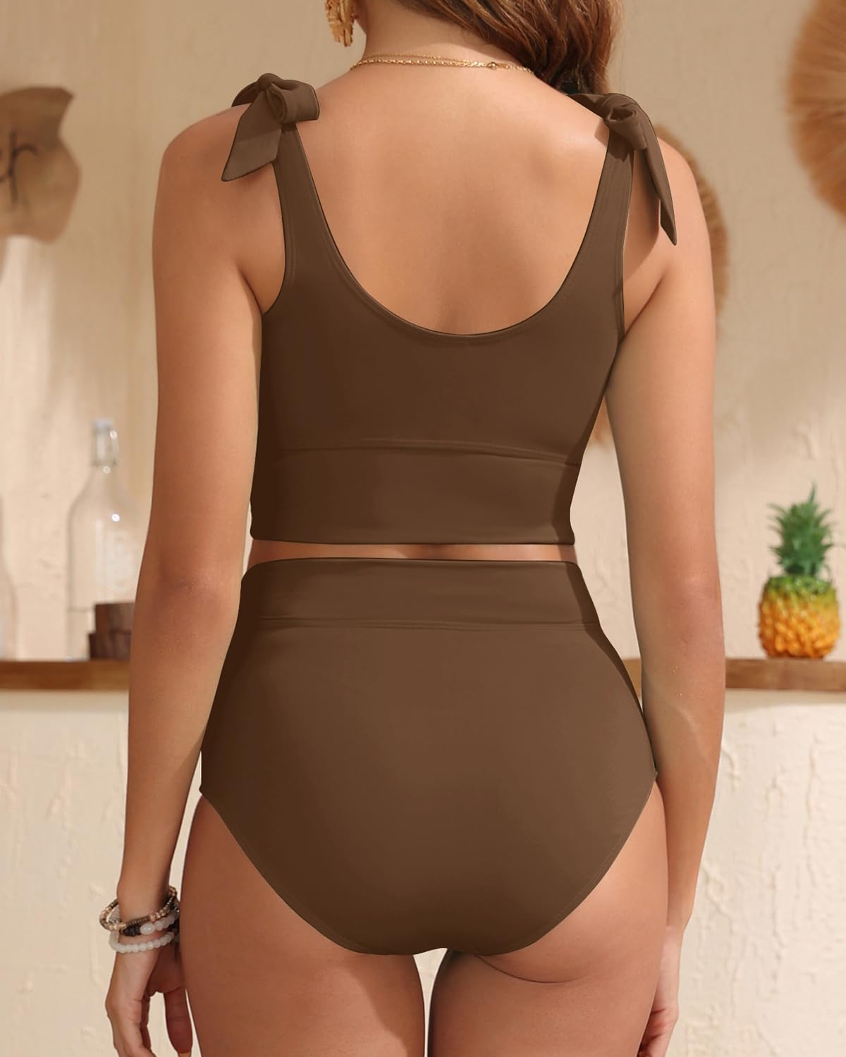 Emoswims - Two Piece High Waisted Swimsuits Women Tummy Control Bikini Modest Bathing Suit