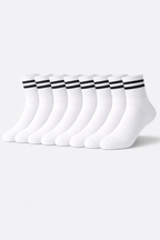 CALCETINES DEPORTIVOS PREMIUM UNISEX – RAYAS BLACK & WHITE - PACK DE 5