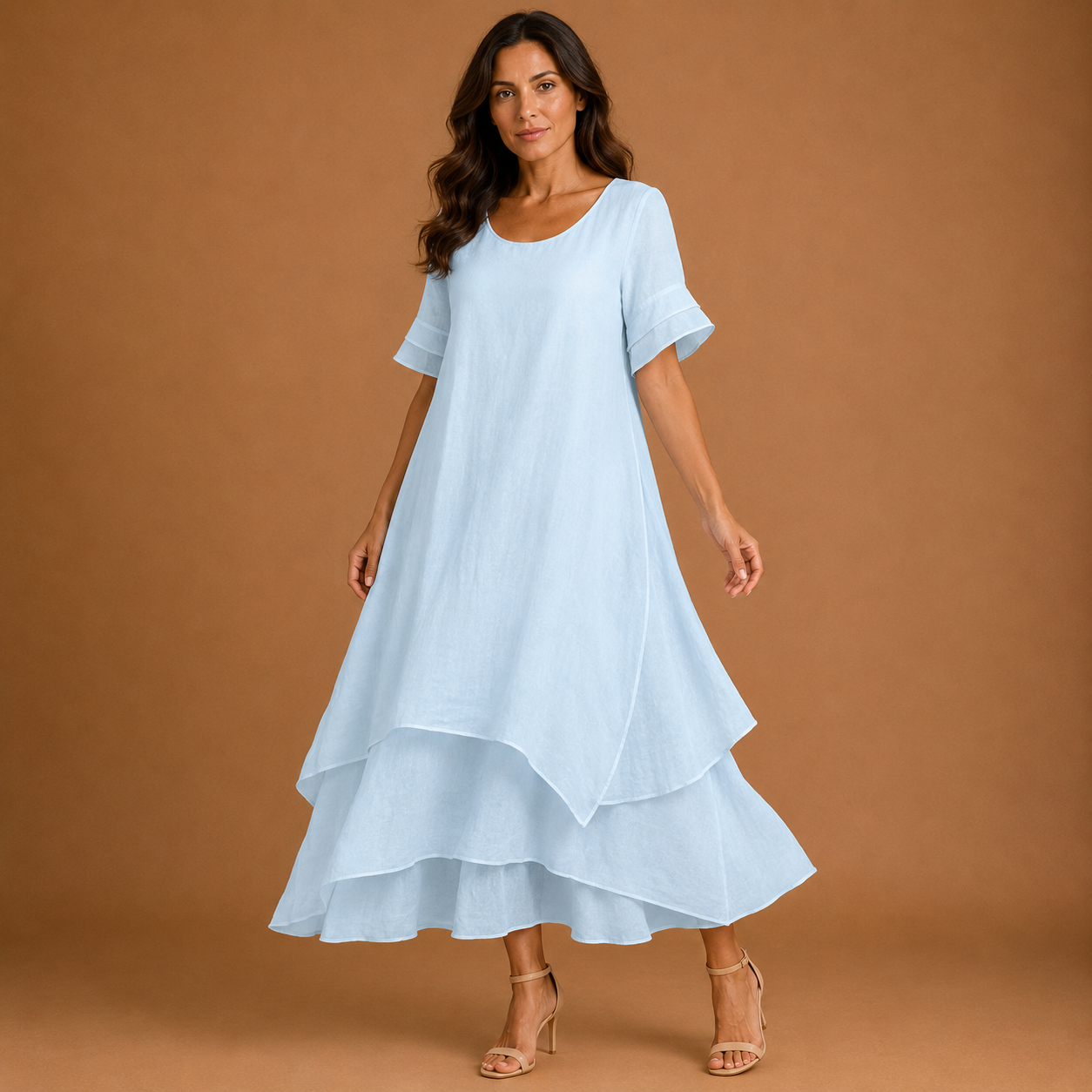 ARIA | Vestido maxi fluido con volantes en capas