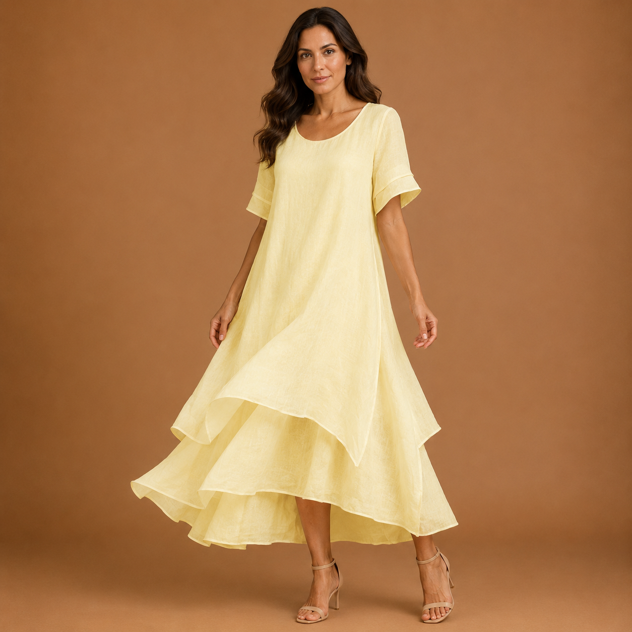 ARIA | Vestido maxi fluido con volantes en capas