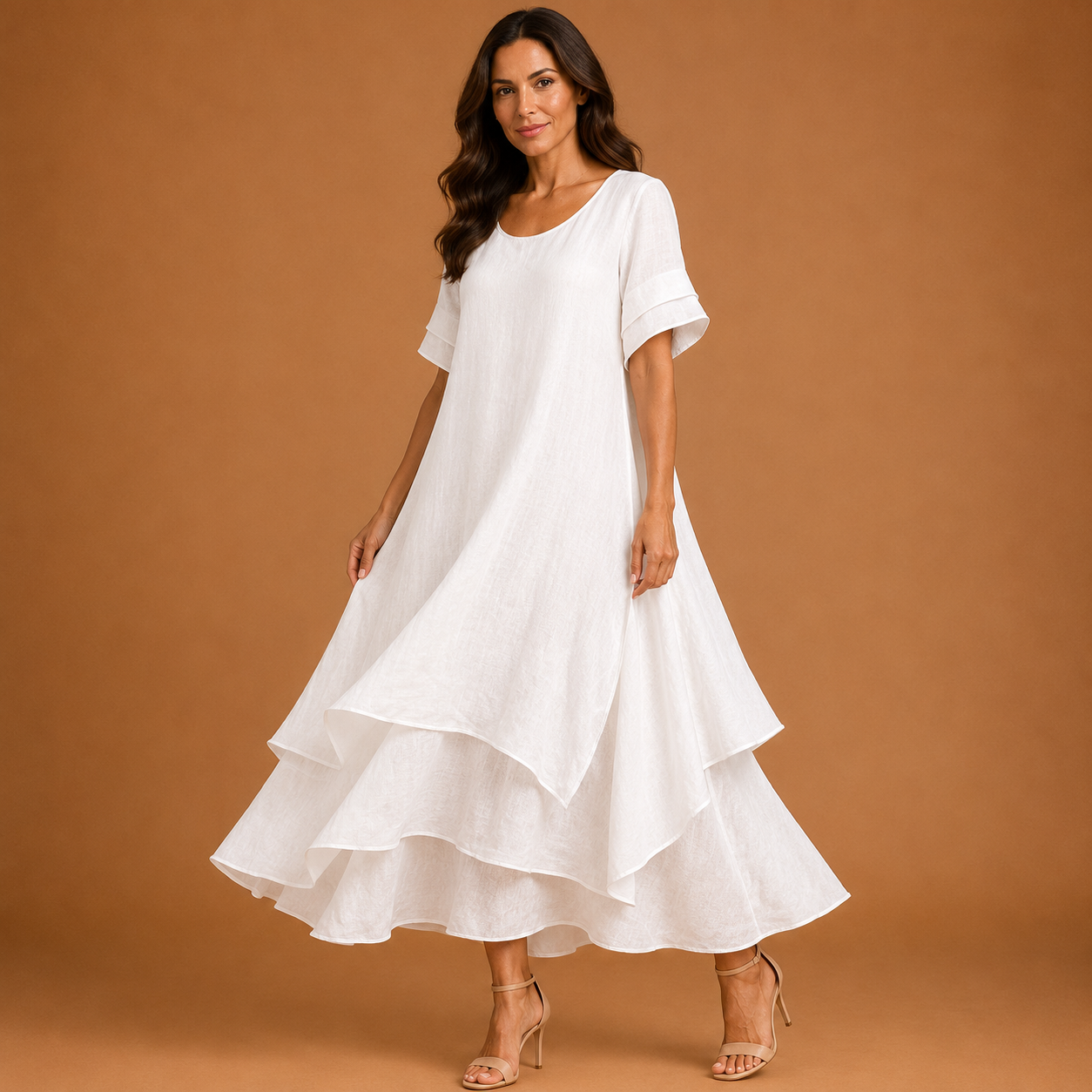 ARIA | Vestido maxi fluido con volantes en capas