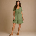 JANA | Minivestido canalé de capas con escote en V