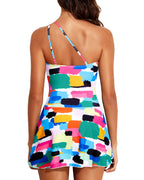 Emoswims - Women One Piece Swim Dress One Shoulder Swimsuit with Skirt