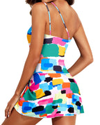 Emoswims - Women One Piece Swim Dress One Shoulder Swimsuit with Skirt