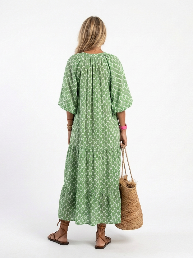 ALIANA | Vestido midi estampado con escote en V
