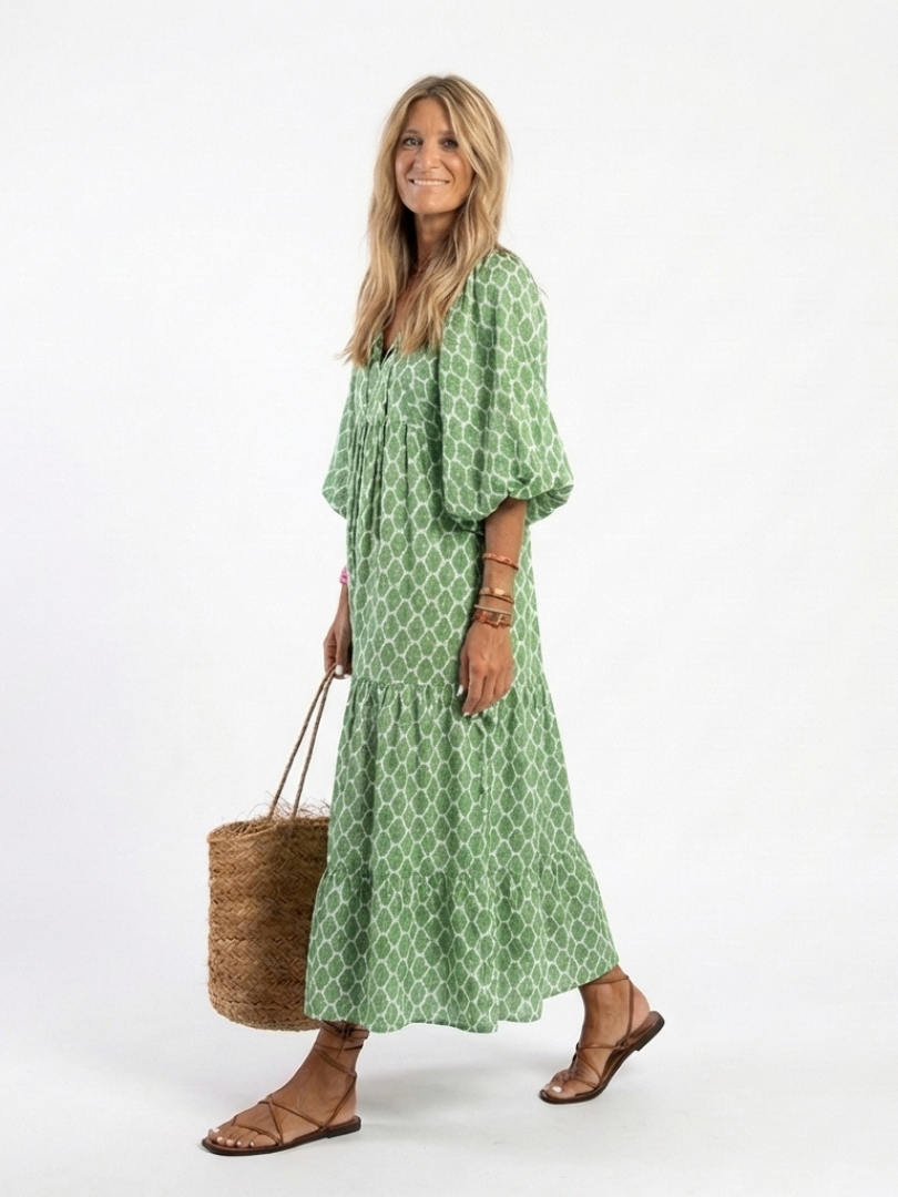 ALIANA | Vestido midi estampado con escote en V