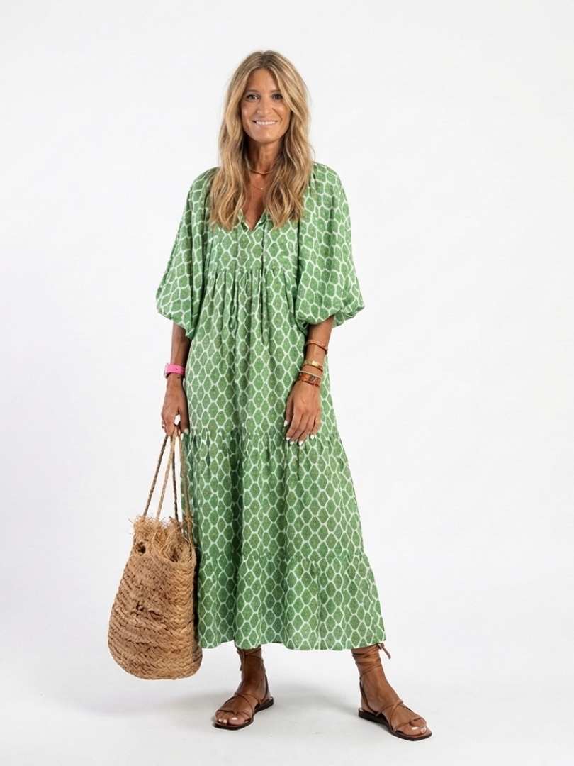 ALIANA | Vestido midi estampado con escote en V